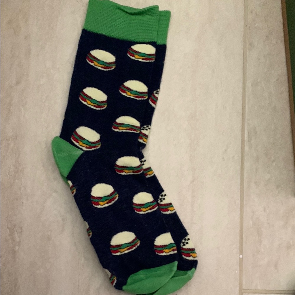 Green and Blue Hamburger Pattern Socks